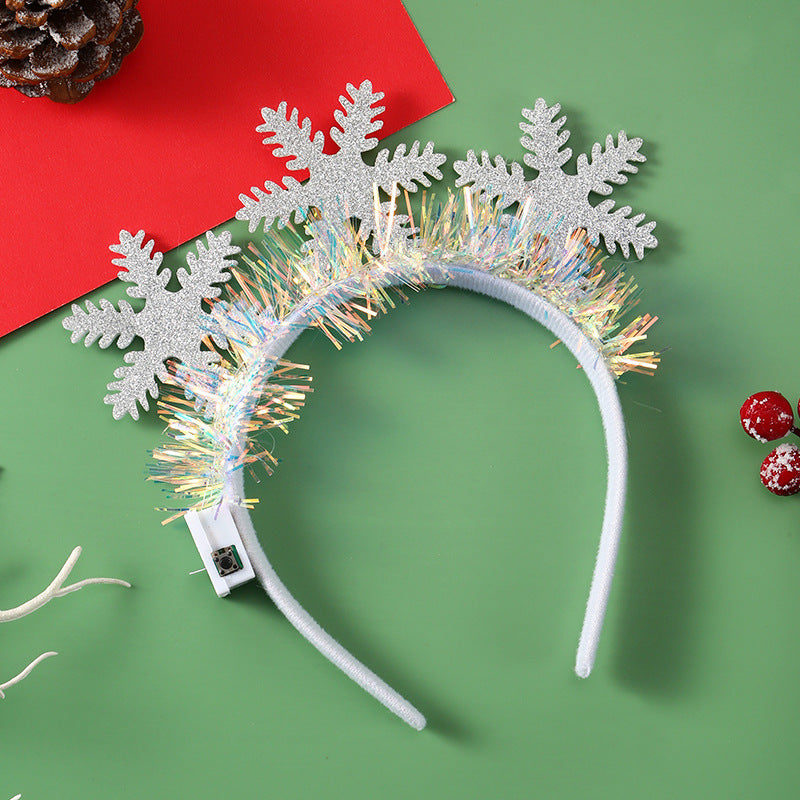 Christmas Hair Band Glowing Headband Xmas Tree Snowflake Hair Band Deer Horn Light Flashing Headwear Merry Christmas Gift