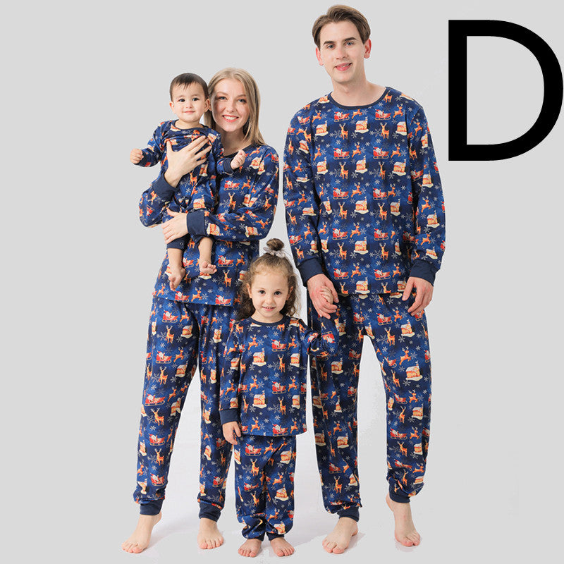 Christmas Family Pajamas Set Clothes For Mom Dad And Son Cartoon Print