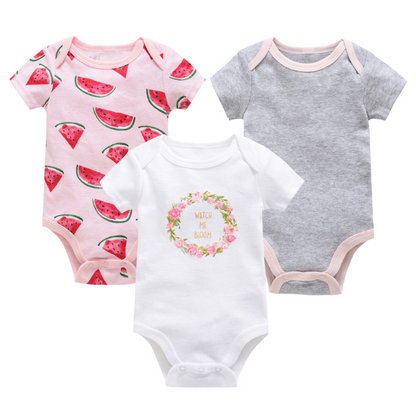 Baby onesies three-piece suit new cotton short-sleeved sweater baby clothes clothes