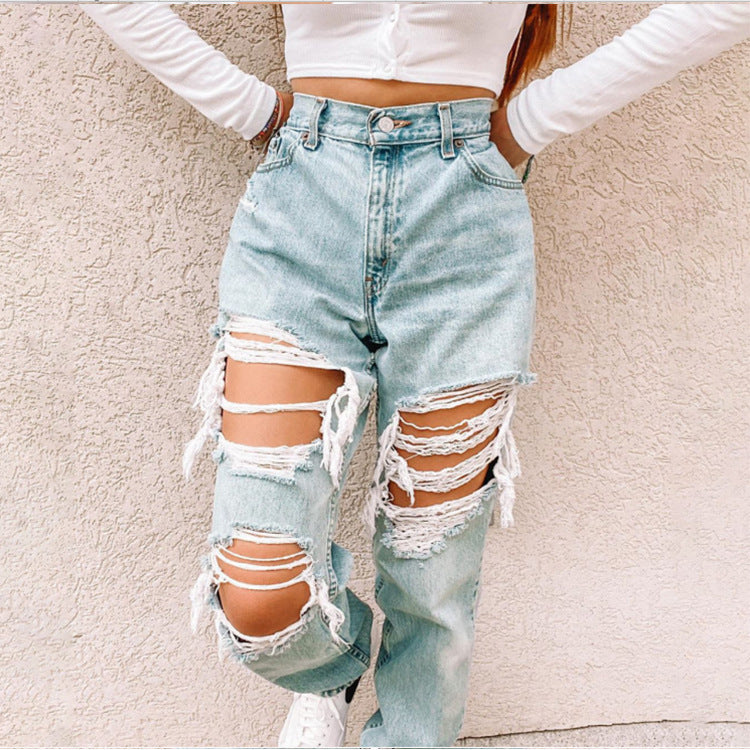 Ripped Fashionable Casual Denim Pants