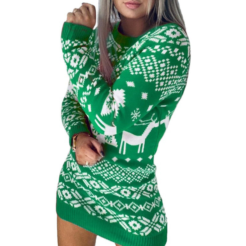 Christmas Elk Long Sleeve Knitted Sweater