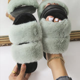 Candy Color Fluffy Women's Casual Slippers