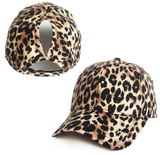 Leopard Print Hats Ponytail Baseball