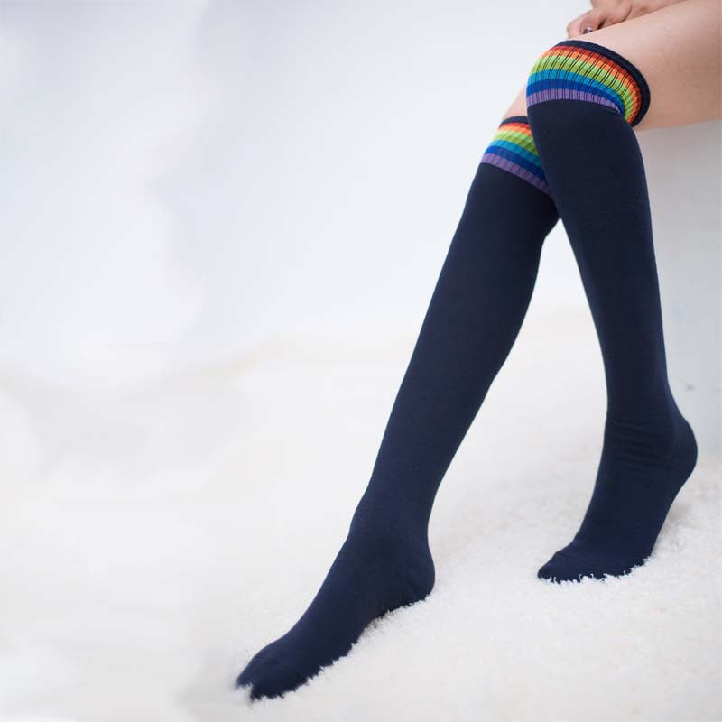 Rainbow long socks fall and winter knee socks