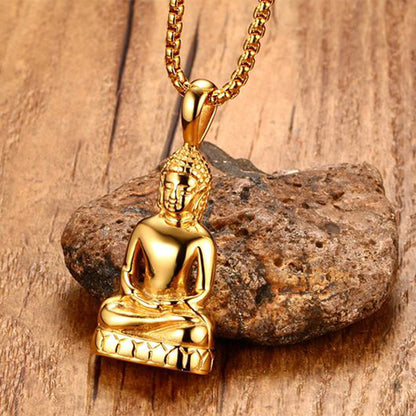 Stainless steel Buddha pendant necklace