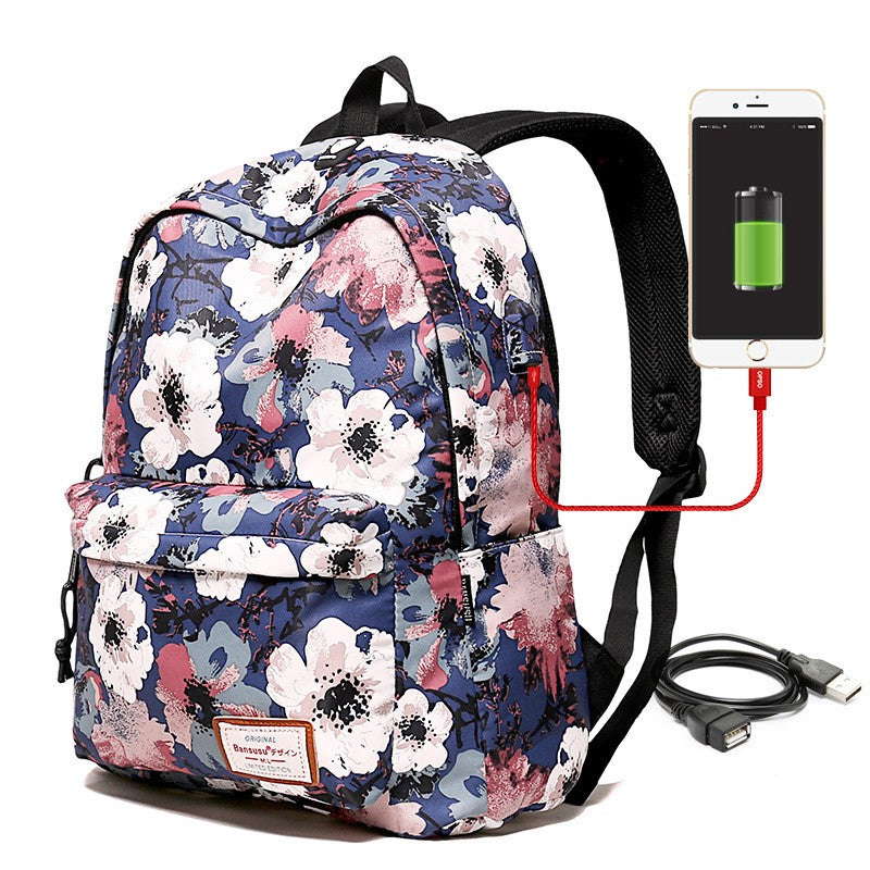 Waterproof Large Capacity Floral Laptop School Backpack