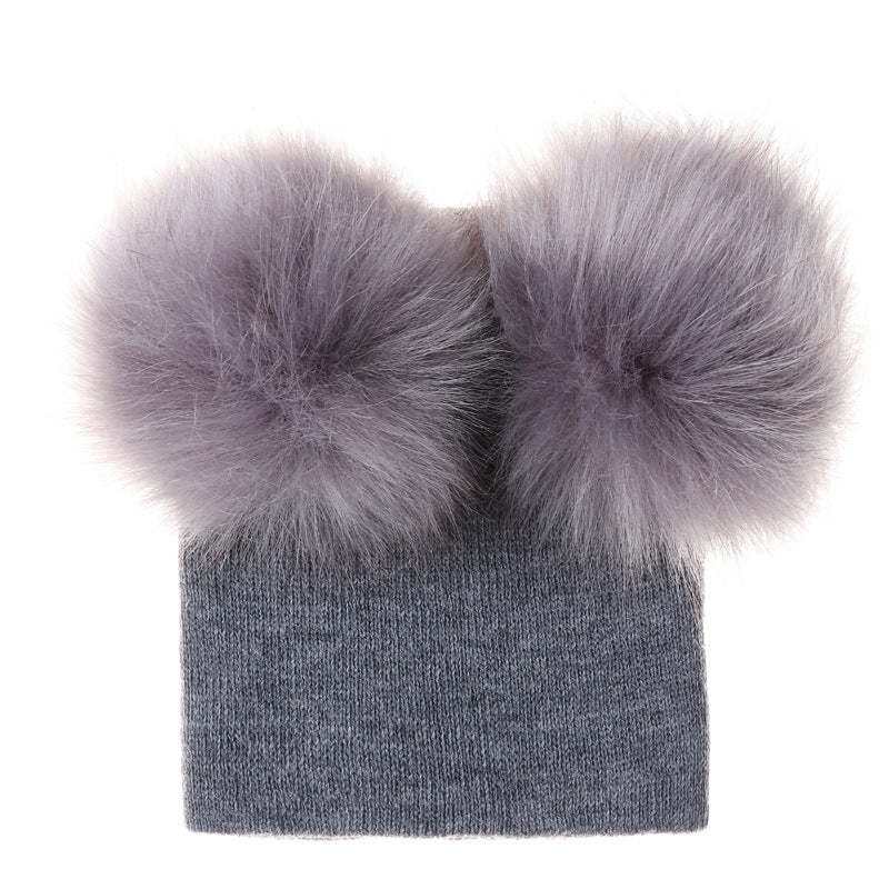 Mikkie Fur Hat Children's Two Ball Knit Hat