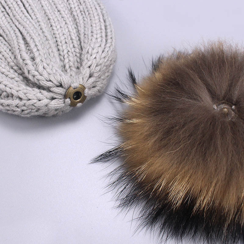 Children's Double Hair Ball Woolen Hat Scarf Set