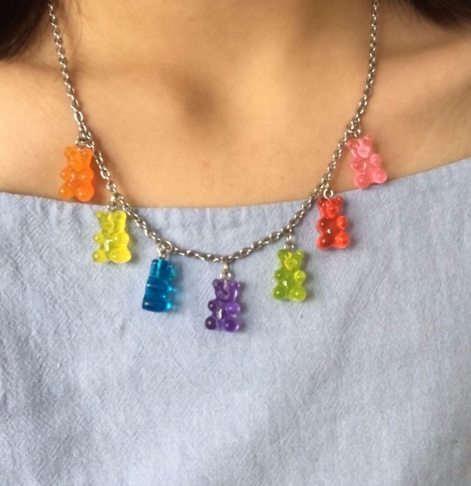 Gummy Bear Pendant Stainless Steel Tu Cool Girl Necklace