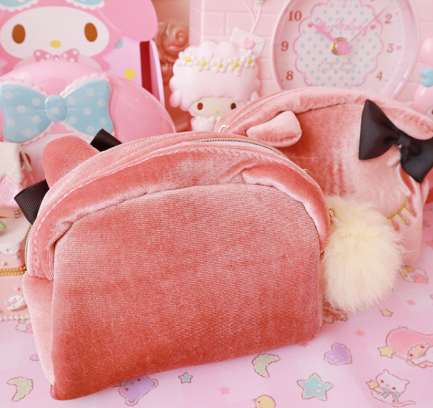 Cute Cartoon Hello Kitty Cat Plush Bags Kawaii Small Fur Ball Kitten Cosmetic Bag Girls Makeup bags For Lovers Children Gifts
