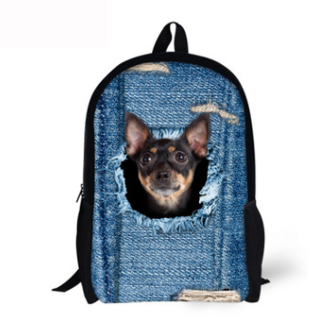 FORUDESIGNS Cat Backpack Cute 3D Animal Denim Backpacks for Children Boys Girls Casual Kids School Bag Mochila Travel Backpack