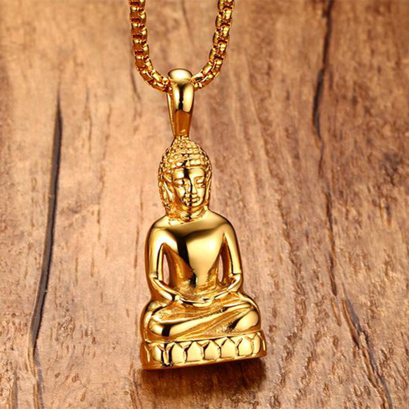 Stainless steel Buddha pendant necklace