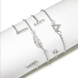 Trendy Gold Silver Crystal Leaf Moon Arrow Cat Bracelet set for Women Geometric Adjustable Bracelet Bangle Pulseiras