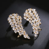 Brilliant Cubic Zirconia Angel Wings Stud Earrings For Women Girls Fashion White Gold Color Wedding Jewelry