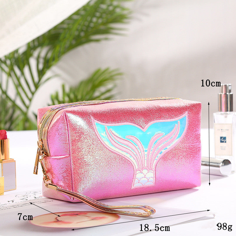 Hot Selling Colorful Pu Makeup Bag Cartoon Fishtail Women's Bag
