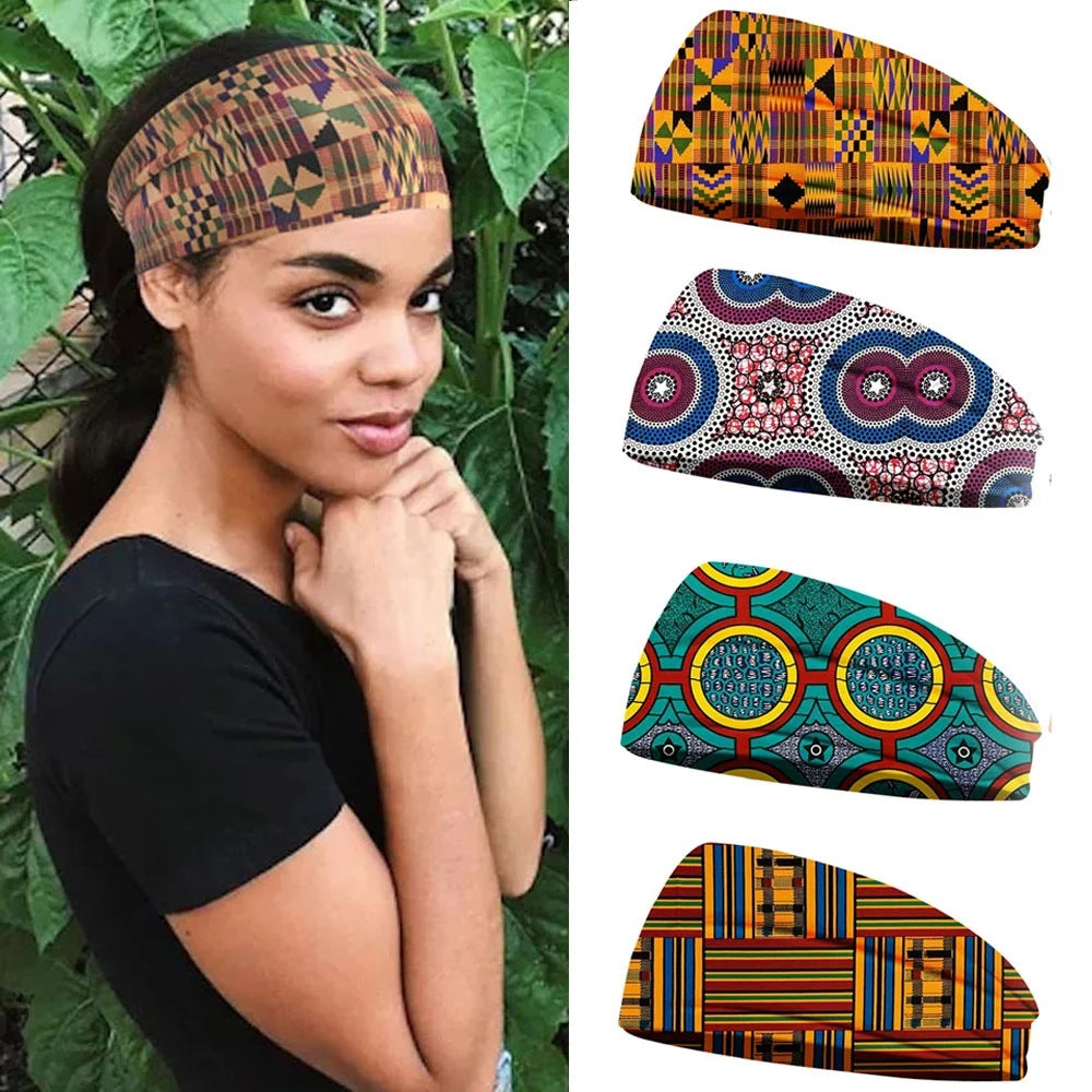 African Geometric Floral Print Headscarf