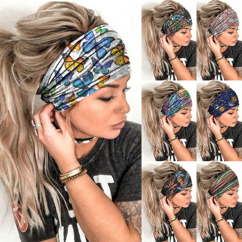 Printed Headband Printed Sports Yoga Fitness Sweat-Absorbent Headband Headband