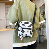 Cow Print Student Canvas Small Satchel
