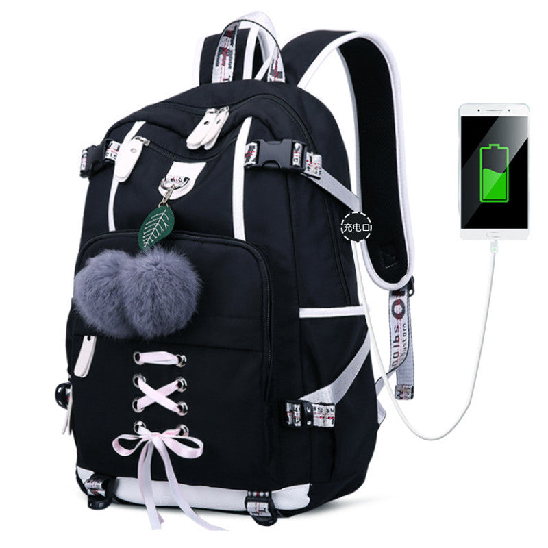 Women Backpack External USB Charge Computer Backpacks