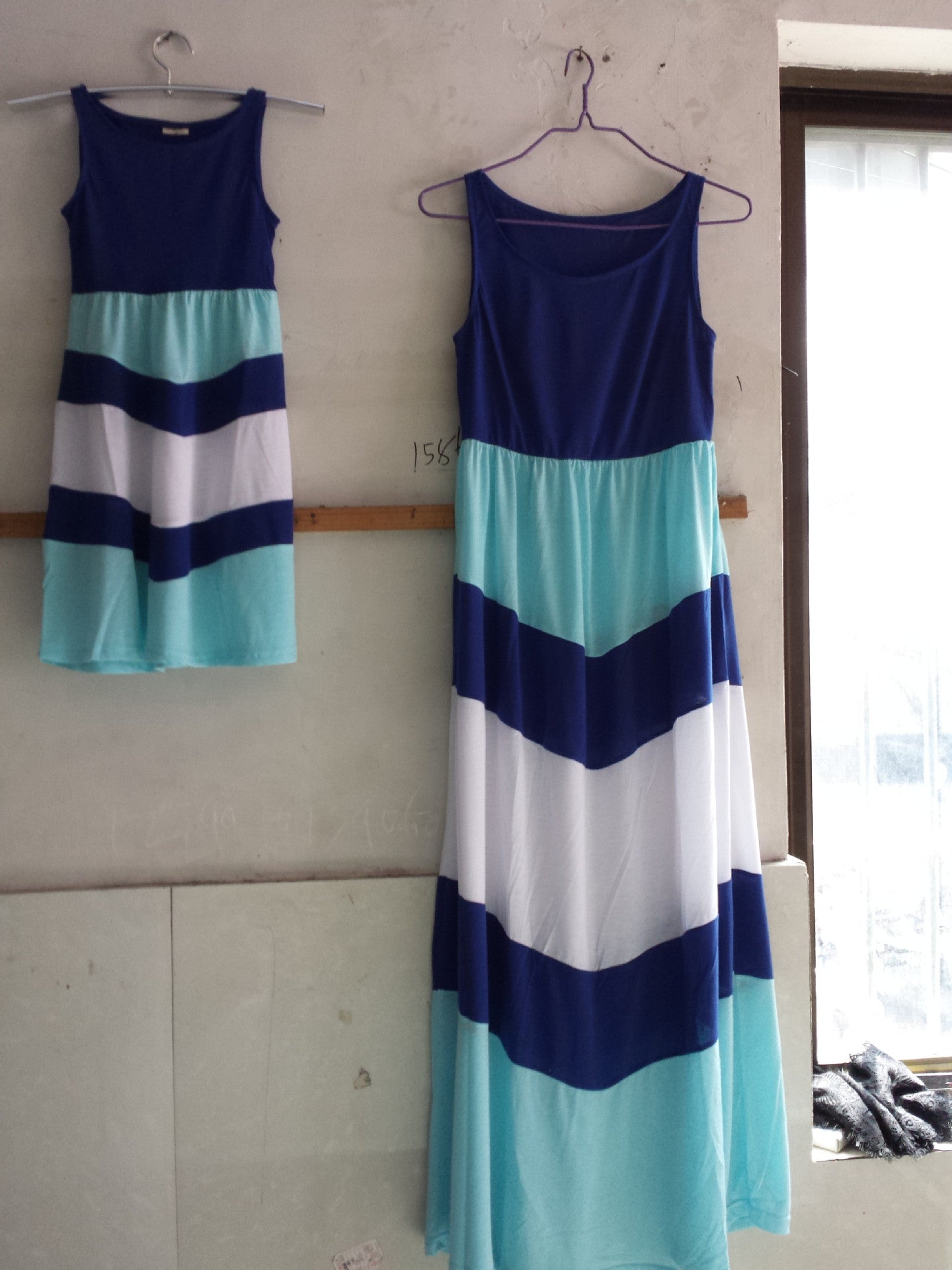Matching Solid Stripe Mother-daughter Dress