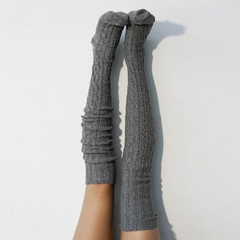 Long knitted pile socks