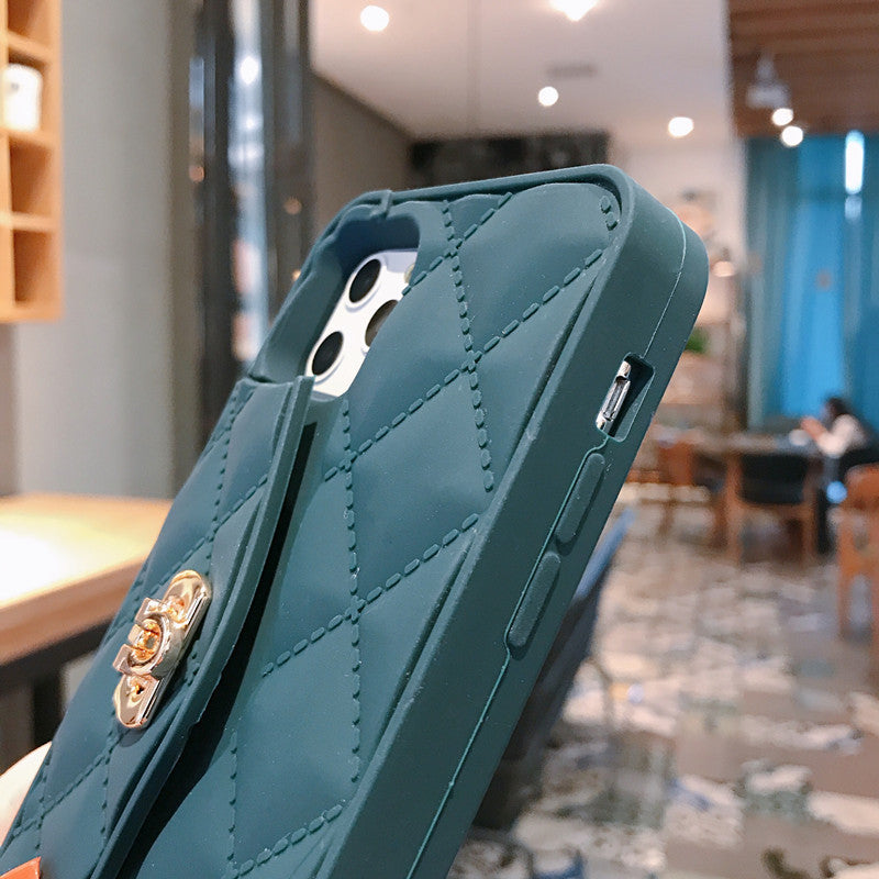 Chain diagonal silicone coin purse phone case