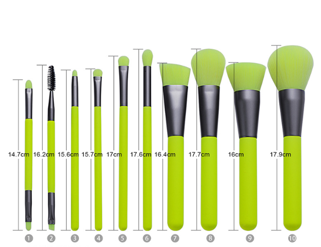 10Pcs Professional Makeup Neon Brushes