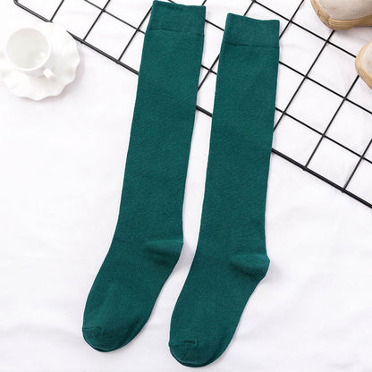 Solid Color Cotton Women's Socks Color Basic Calf
