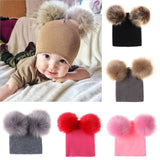 Mikkie Fur Hat Children's Two Ball Knit Hat