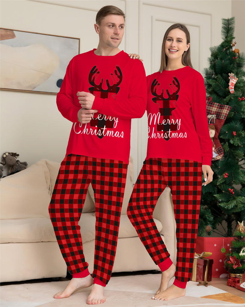 Christmas Family Matching Pajamas Set Christmas Holiday PJs Elk Top Pants Set Pajamas For Family Adult Kids Baby