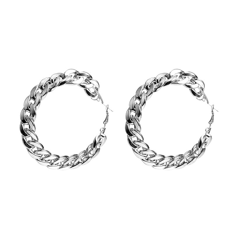 Chain alloy hoop earrings