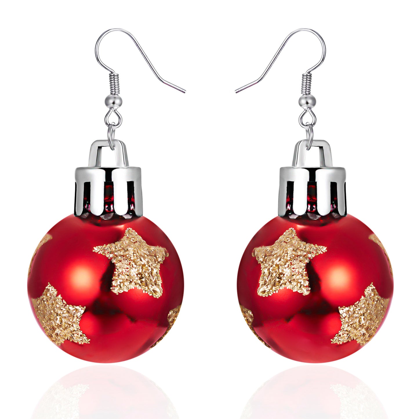 Fashion Christmas Sequined Snowflake Resin Star Light Ball Earrings