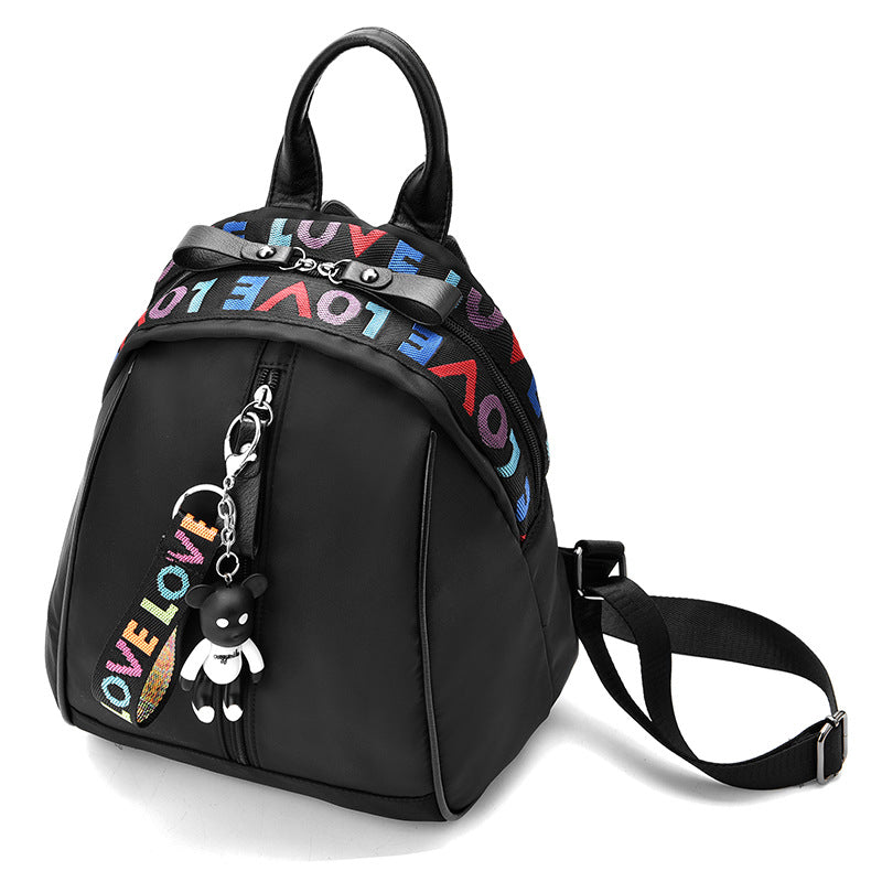 Bear Alphabet Ribbon Backpack Female Designer High Quality Oxford Women Bag Fashion School Bags Girl Letter Print Travelling Leisure Bags