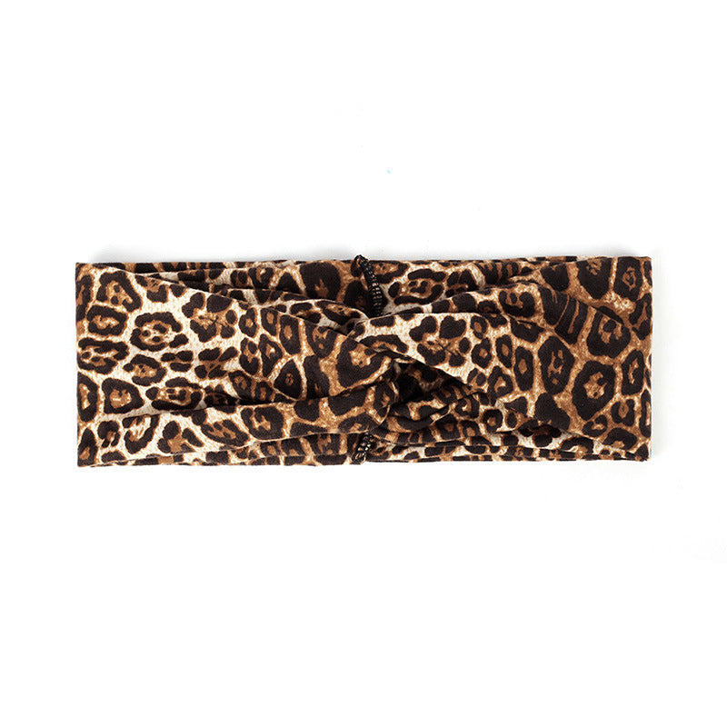 Leopard Print Cross-pull Headband With Wide Brim