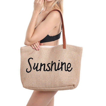 Solid Color Ladies Hand-woven Straw Bag
