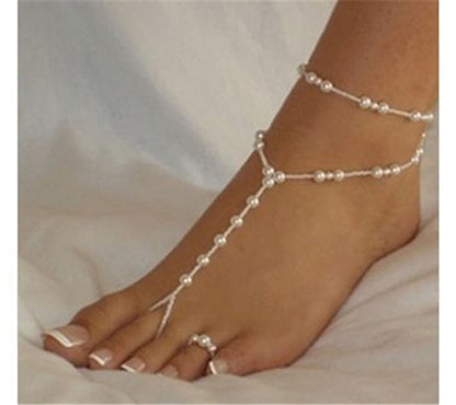 Two-piece Beach Anklet Pearl Ring Two-piece Set