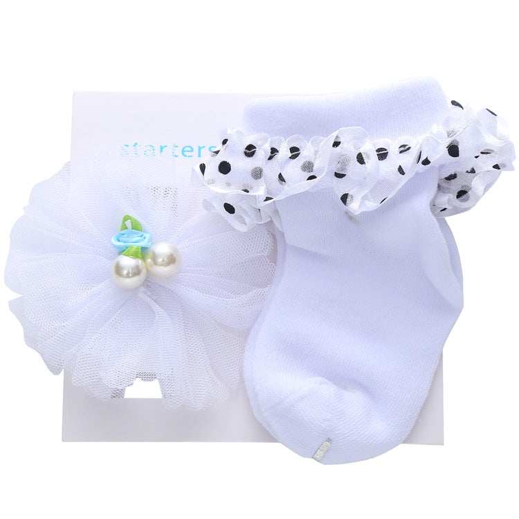 Cute Princess Lace Baby Socks Headband Set