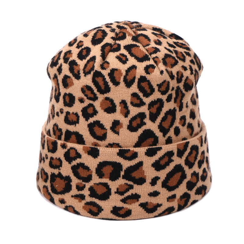 Leopard Spotted Knitted Woolen Hat And Scarf Set