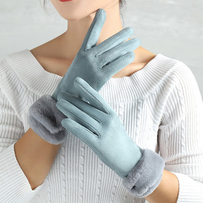 Suede Glove Warm Finger Gloves