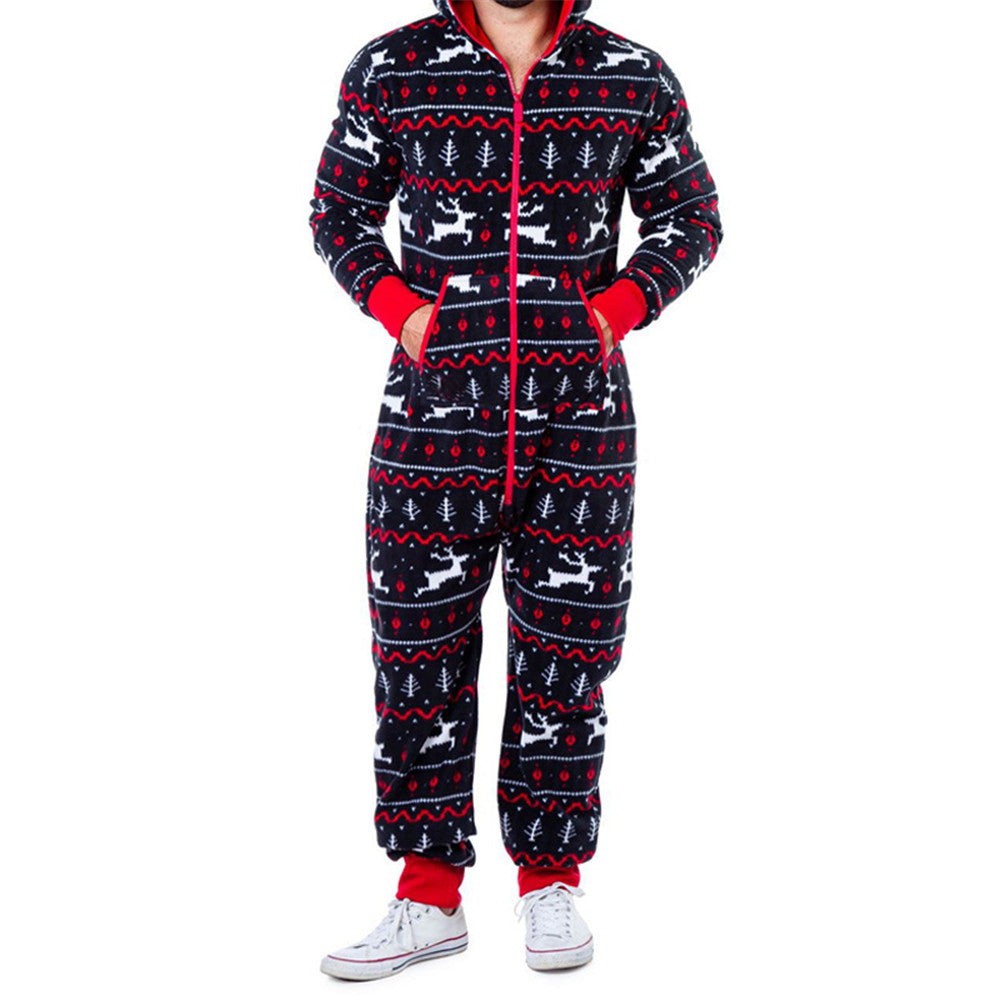 Snowman striped print jumpsuit pajama