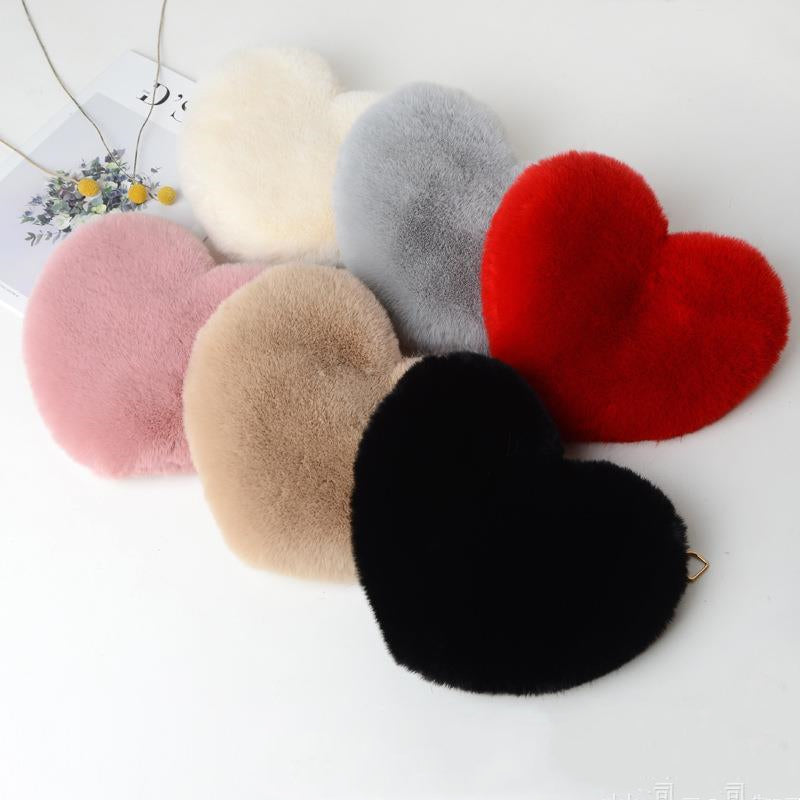 Plush Love Bags with Chain Shoulder Bags Valentine's Day Heart Party Purse