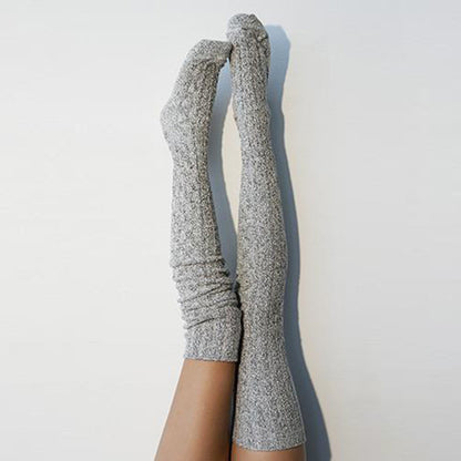 Long knitted pile socks