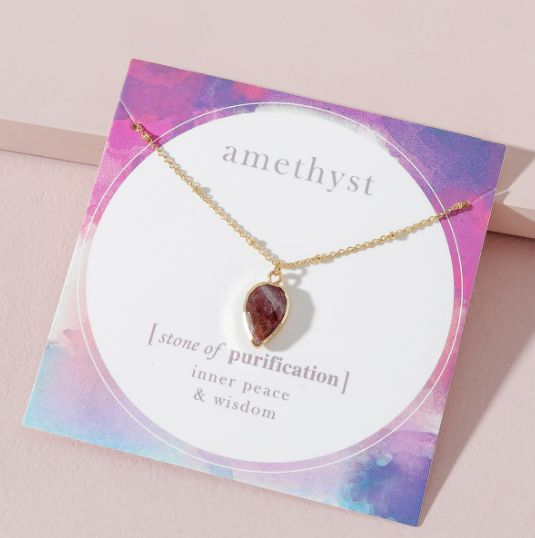 Fashion Jewelry INS Explosive Amethyst Stone Pendant Necklace