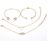 Trendy Gold Silver Crystal Leaf Moon Arrow Cat Bracelet set for Women Geometric Adjustable Bracelet Bangle Pulseiras