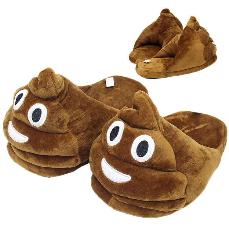 Emoticon Pack Poop Funny Plush Slippers