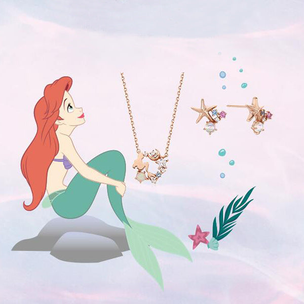 Mermaid clavicle necklace earrings