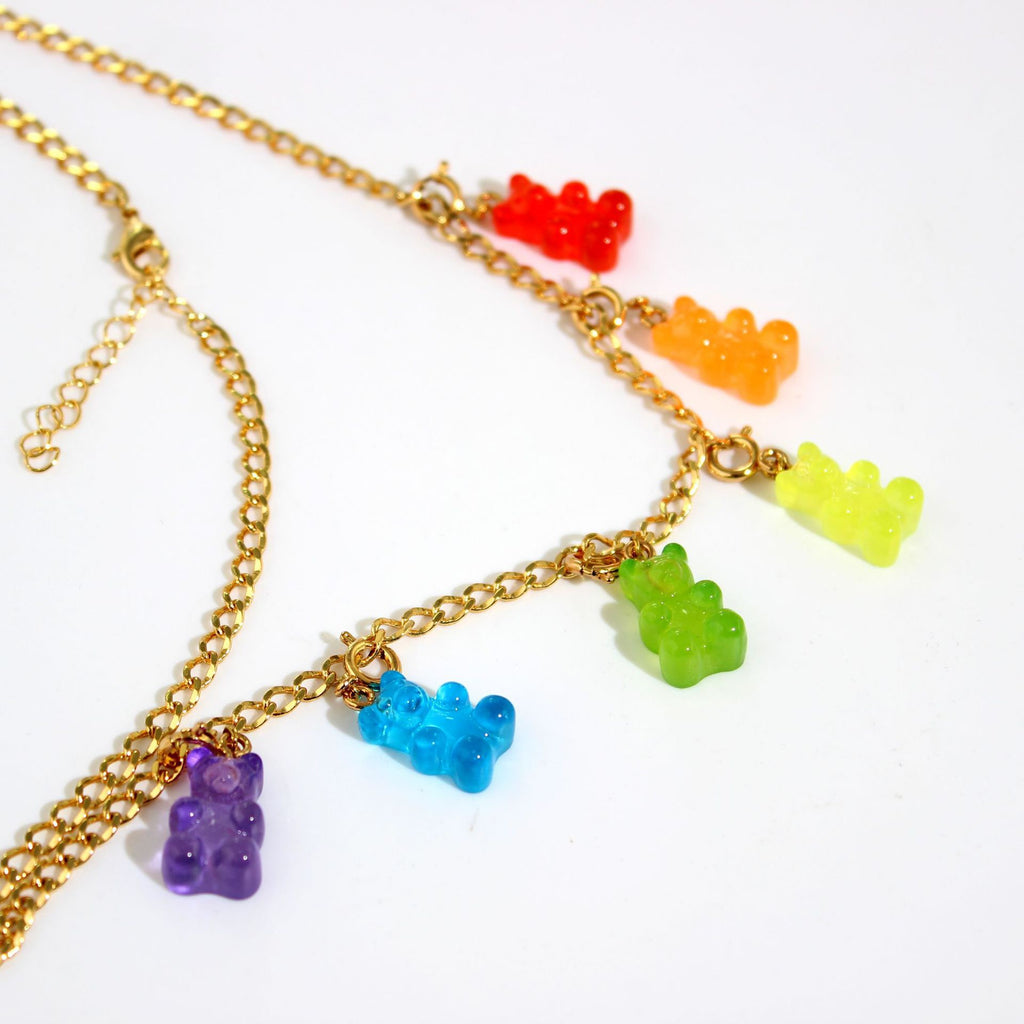 Colorful Gummy Bear Pendant Necklace