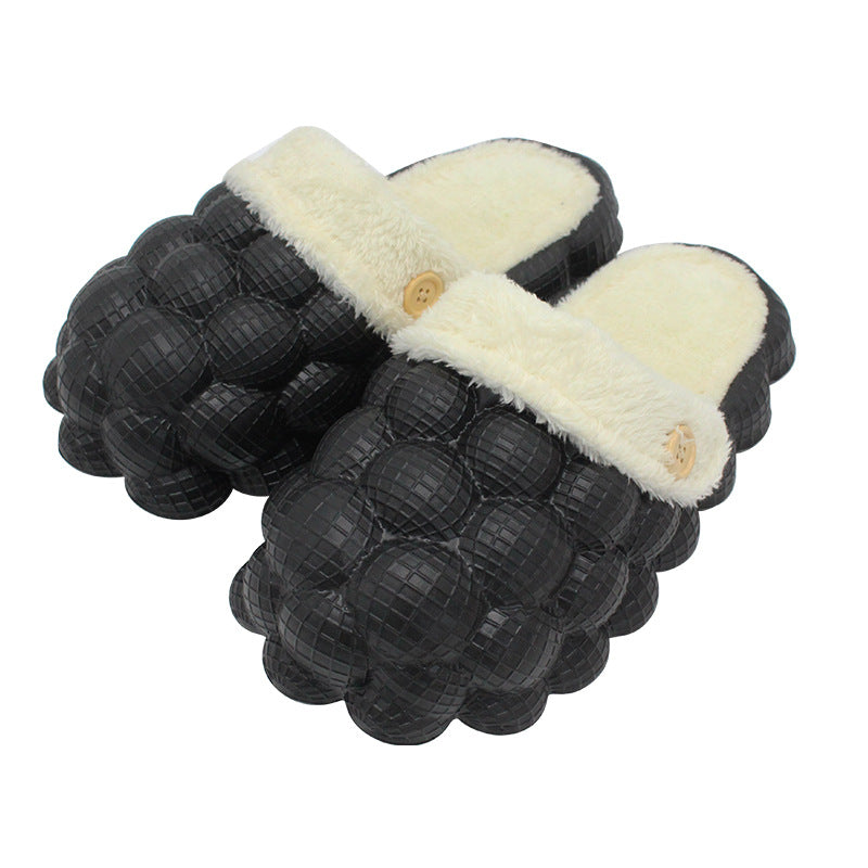 Bubble Shoes With Plush Home Slippers Warm Lovers Couple Slippers Winter Fashion
