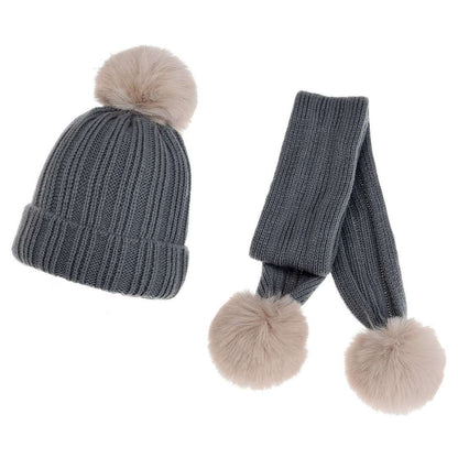 Baby Hat Scarf Set Winter Cute Pompom Thick Warm Knitted Beanie Scarves For Boy Girl Children Hats Solid Color Boys Girls Bonnet