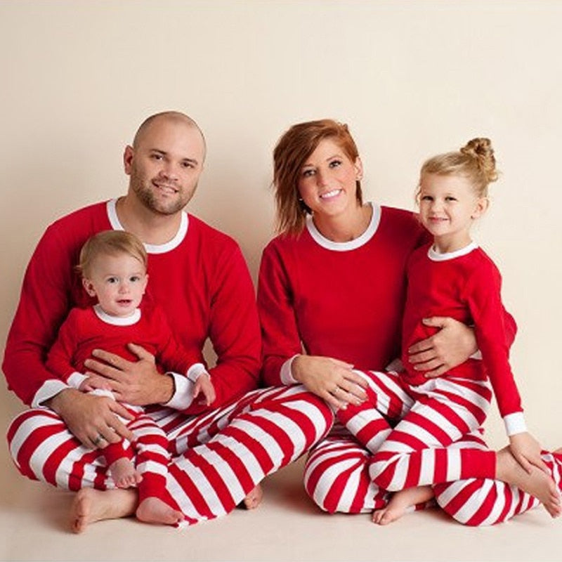 Family striped christmas pajamas